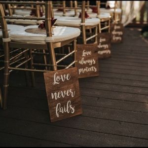 Rustic Brown Wedding Sign - Love Never Fails